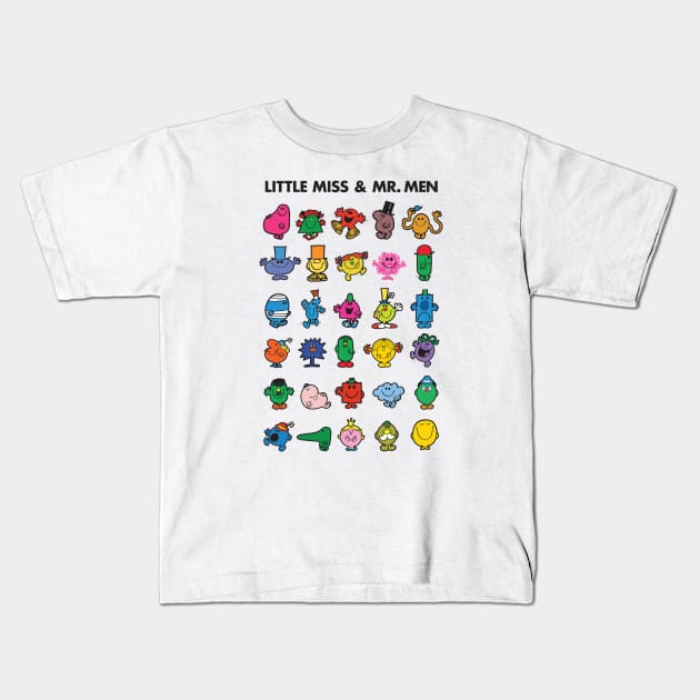 Little Miss Mr. Men Kids T-Shirt by Chewbaccadoll